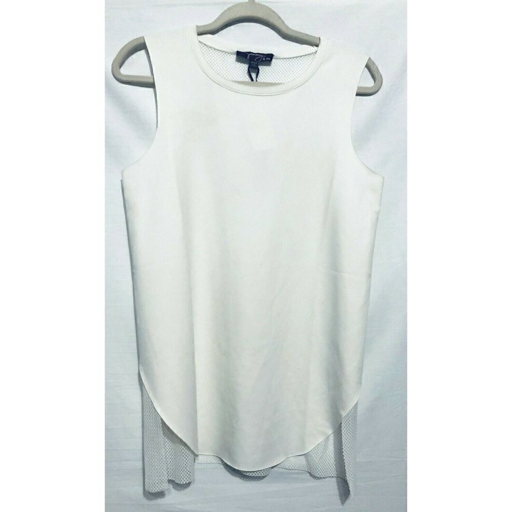 Peony & Me Workout Tank Womens Small Ivory Sheer Stretch Longewear Athletic Yoga
